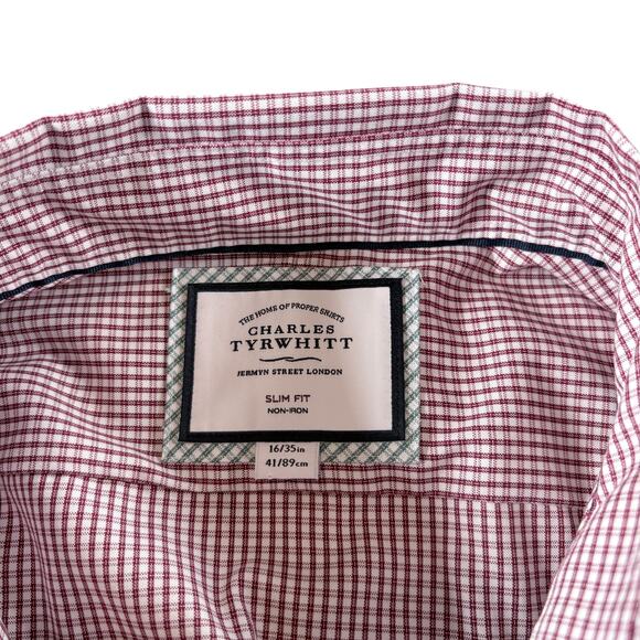 Men's Casual Button Down Shirt - Burgundy Checkered - Picture 2 of 8